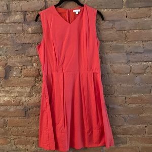 A-line red cotton dress